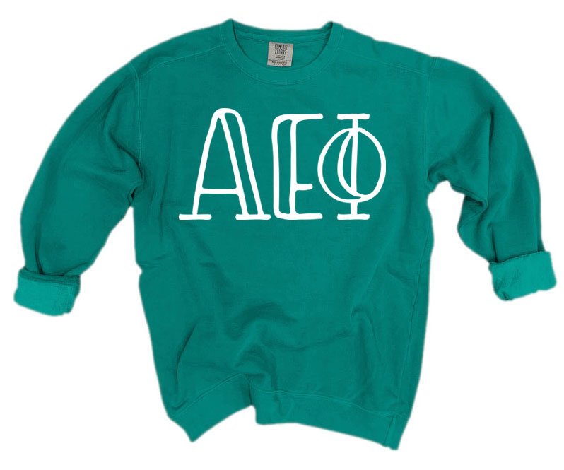 Alpha Epsilon Phi Comfort Colors Greek Letter Sorority Crewneck Sweatshirt