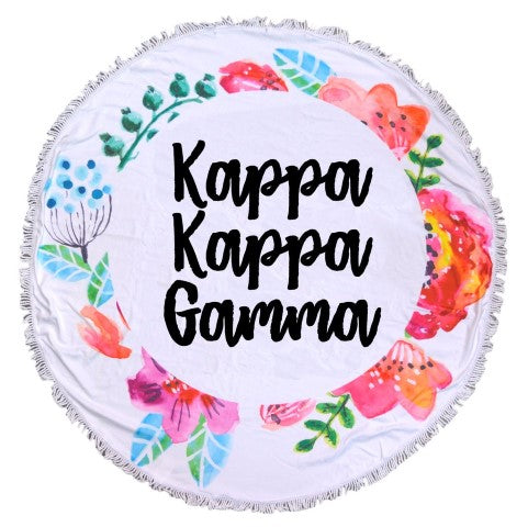Kappa Kappa Gamma Floral Fringe Towel Blanket