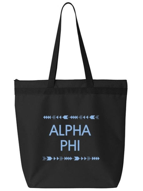 Alpha Phi Arrow Top Bottom Tote Bag