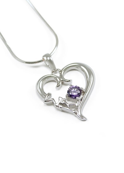 Sigma Kappa Sterling Silver Heart Pendant with Colored Swarovski Crystal