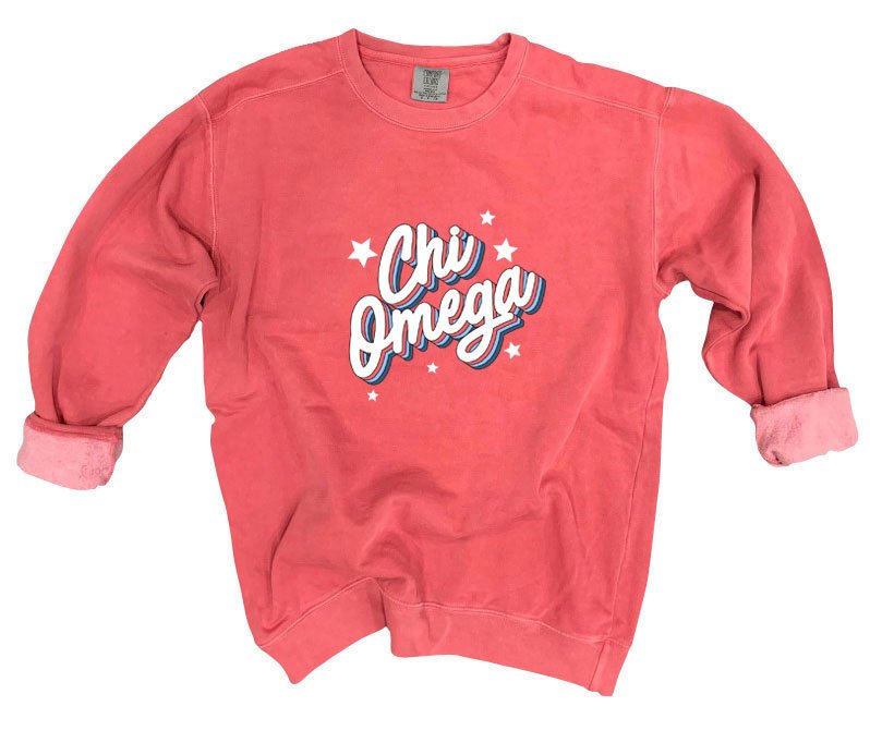 Chi Omega Comfort Colors Throwback Sorority Sweatshirt