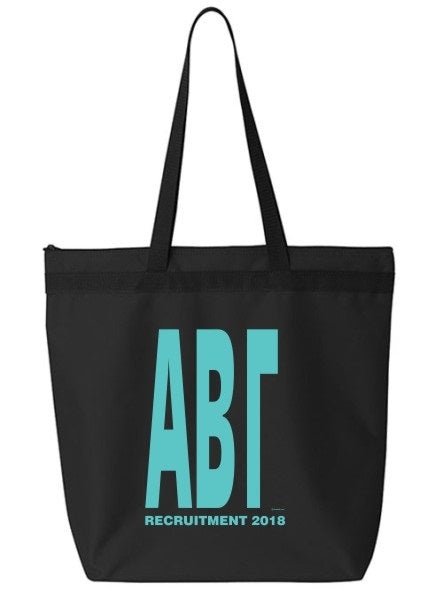 Sorority Impact Letters Zippered Poly Tote