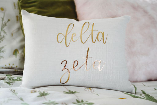 Delta Zeta Gold Print Throw Pillow