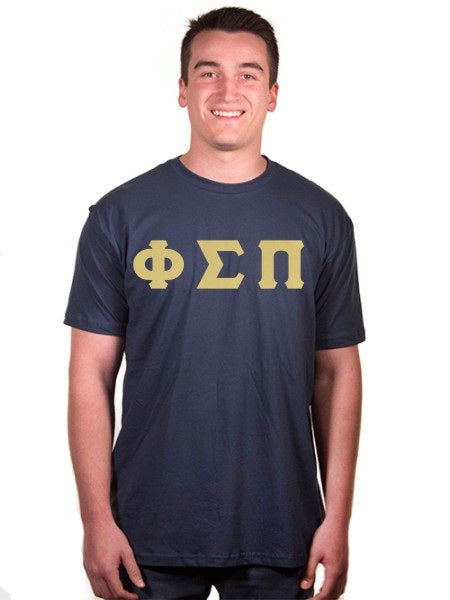 Phi Sigma Pi Short Sleeve Crew Shirt with Sewn-On Letters