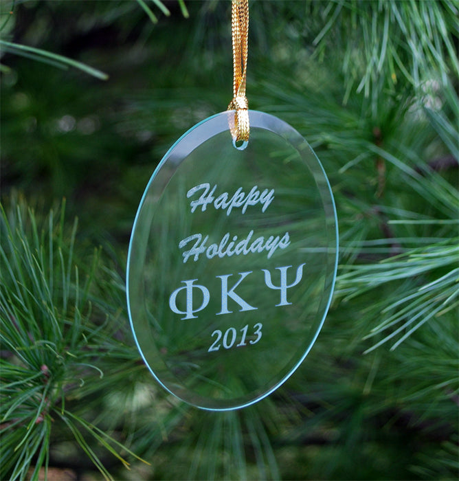 Phi Kappa Psi Engraved Glass Ornament