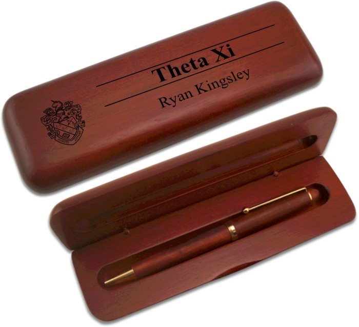 Theta Xi Wooden Pen Case & Pen