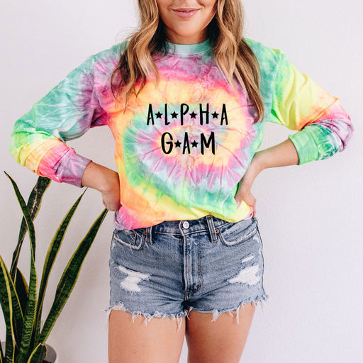 Alpha Gamma Delta Tie-Dye Longsleeve Crewneck T-Shirt