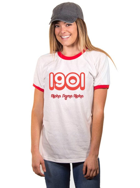 Alpha Sigma Alpha Year Established Ringer T-Shirt