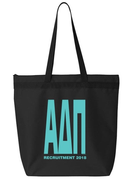 Alpha Delta Pi Impact Letters Zippered Poly Tote