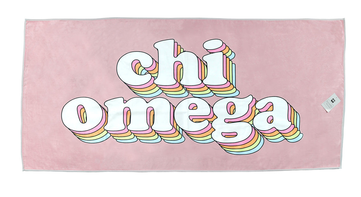Chi Omega Plush Retro Beach Towel