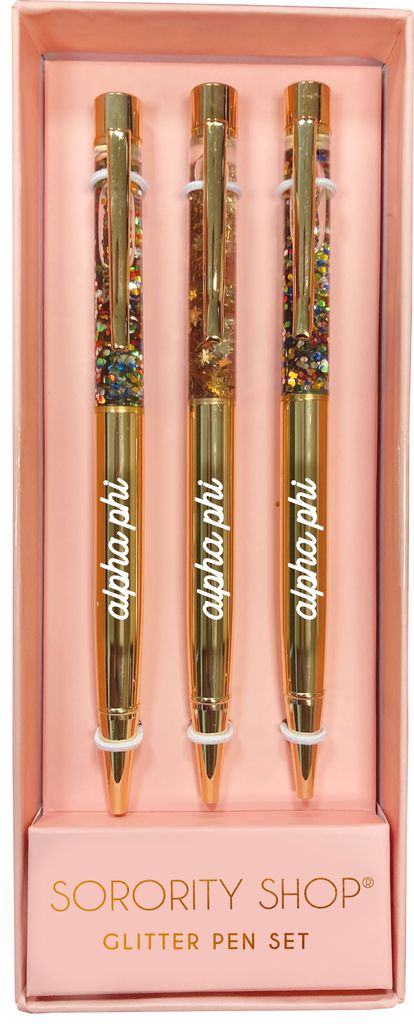Alpha Gamma Delta Glitter Pens (Set of 3)