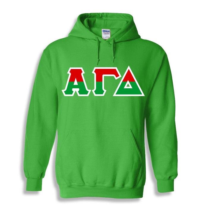 Alpha Gamma Delta Two Toned Lettered Hooded Sweatshirt