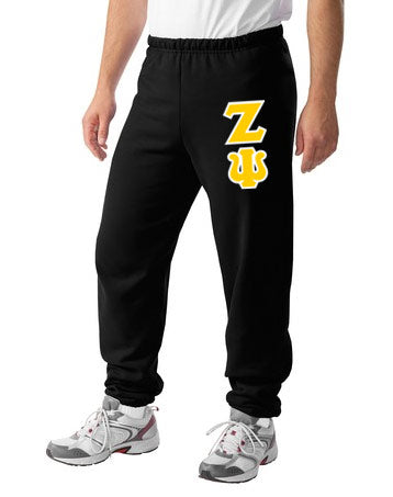 Zeta Psi Sweatpants with Sewn-On Letters