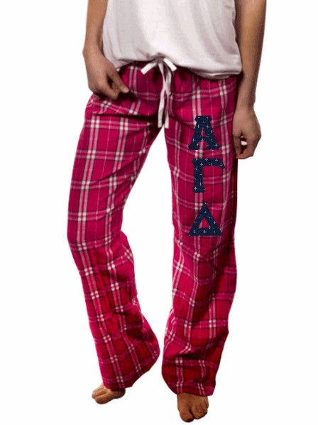 Alpha Gamma Delta Pajama Pants with Sewn-On Letters