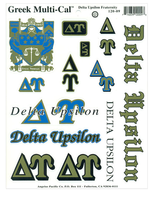 Delta Upsilon Multi Greek Decal Sticker Sheet