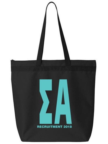 Sigma Alpha Impact Letters Zippered Poly Tote