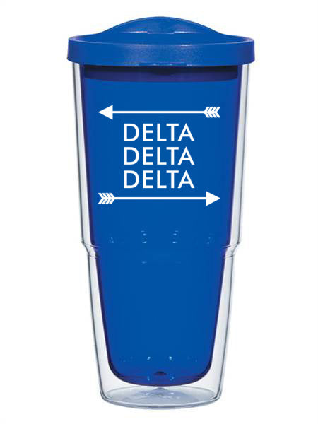 Delta Delta Delta Arrow Top Bottom 24oz Tumbler with Lid