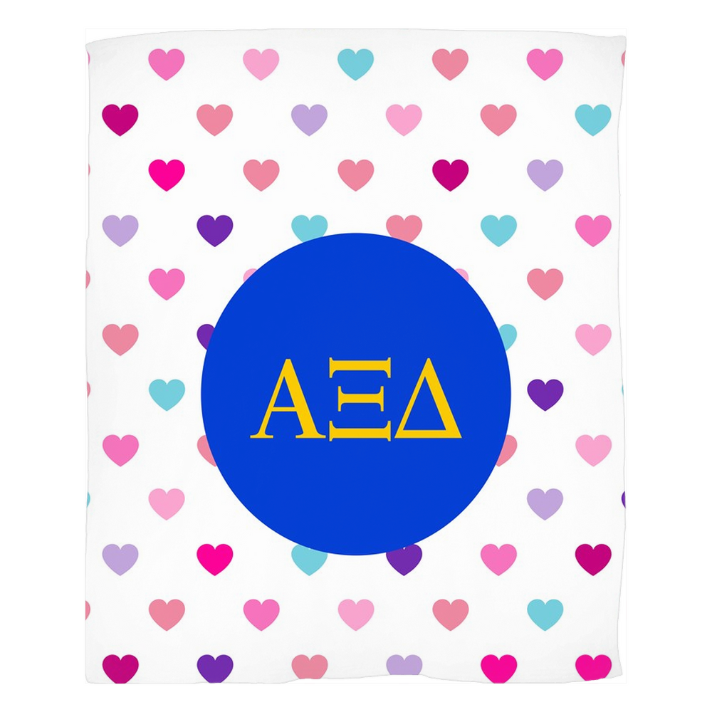 Alpha Xi Delta Hearts Fleece Blankets Alpha Xi Delta Hearts Fleece Blankets