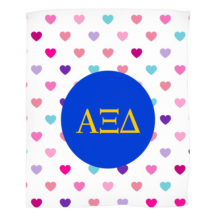 Alpha Xi Delta Hearts Fleece Blankets Alpha Xi Delta Hearts Fleece Blankets