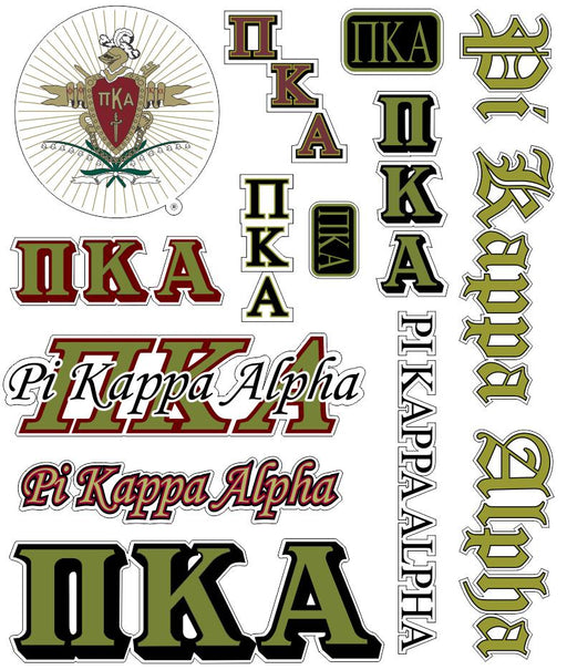 Pi Kappa Alpha Multi Greek Decal Sticker Sheet