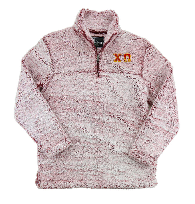 Chi Omega Embroidered Sherpa Quarter Zip Pullover