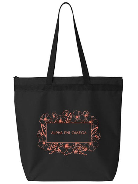 Alpha Phi Omega Flower Box Tote Bag