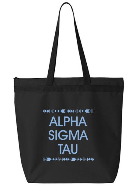 Alpha Sigma Tau Arrow Top Bottom Tote Bag