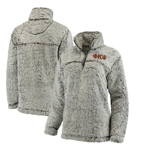 Embroidered Sherpa Quarter Zip Pullover