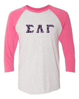 Sigma Lambda Gamma Long Sleeve Baseball Shirt with Sewn-On Letters