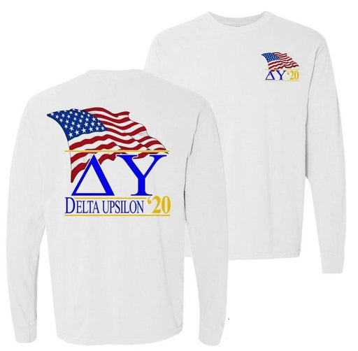 Delta Upsilon Patriot Flag Comfort Colors Long Tee