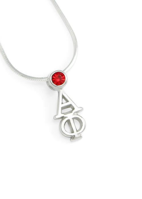 Alpha Phi Sterling Silver Lavaliere Pendant with Swarovski Crystal
