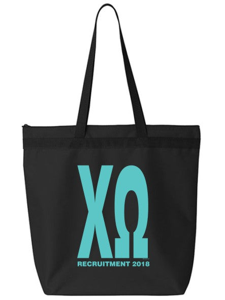 Chi Omega Impact Letters Zippered Poly Tote