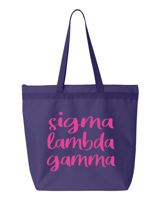 Sigma Lambda Gamma Cursive Tote Bag