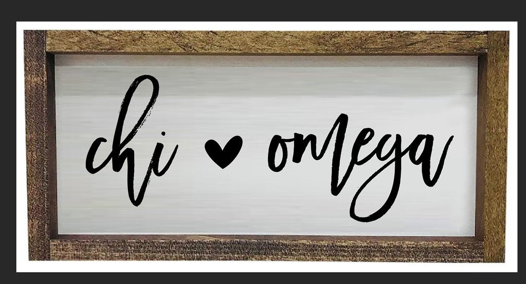 Alpha Chi Omega Script Wooden Sign — GreekU