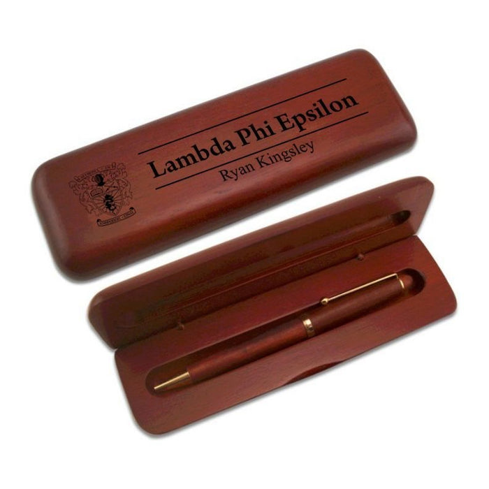 Lambda Phi Epsilon Wooden Pen Case & Pen