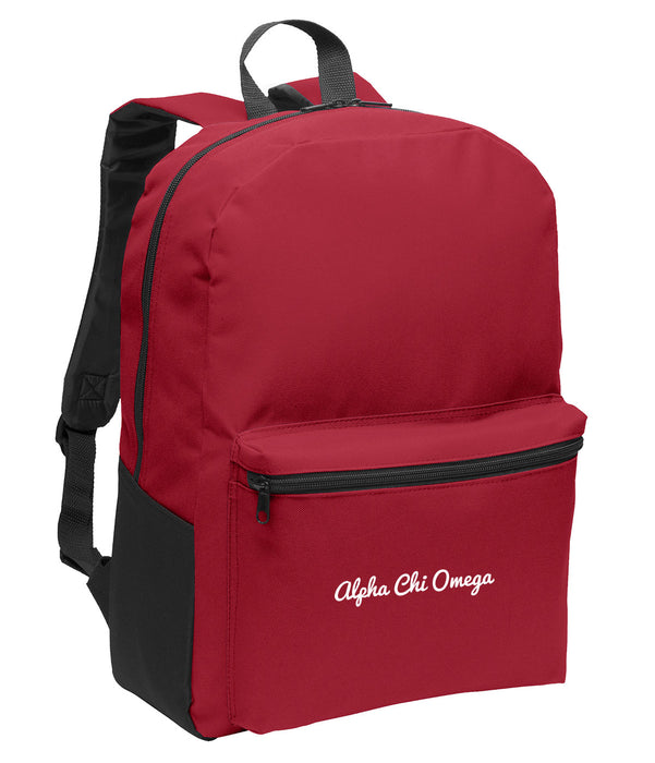Alpha Chi Omega Cursive Embroidered Backpack