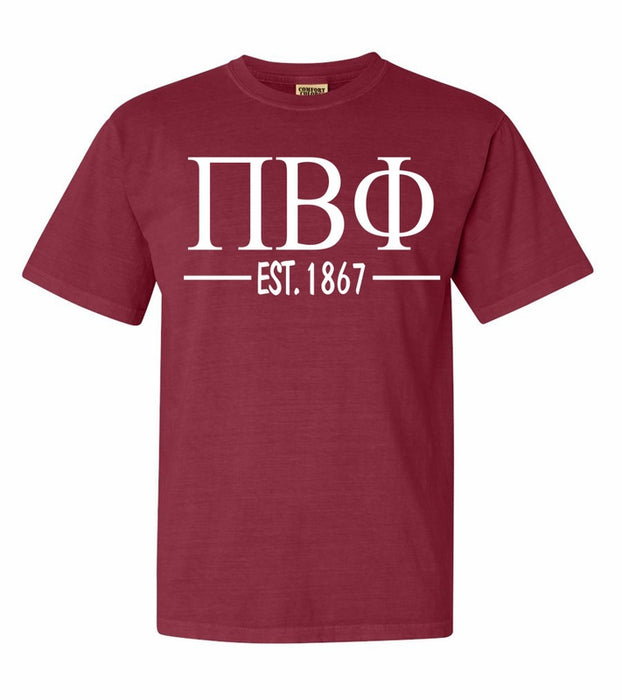 Pi Beta Phi Comfort Colors Established Sorority T-Shirt