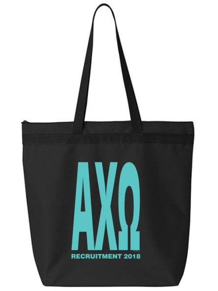 Alpha Chi Omega Impact Letters Zippered Poly Tote