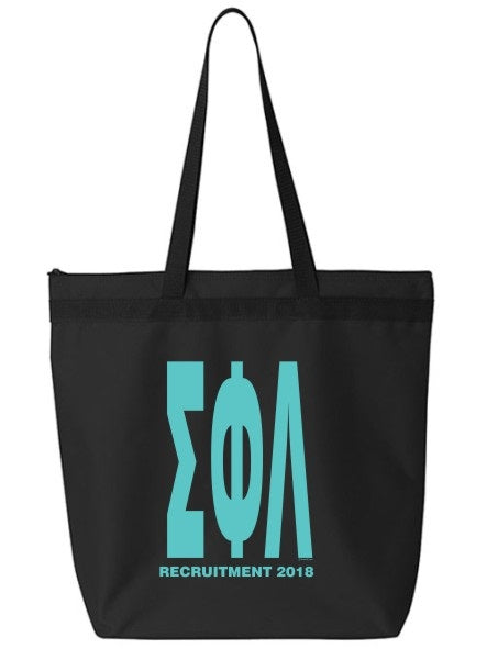 Sigma Phi Lambda Impact Letters Zippered Poly Tote