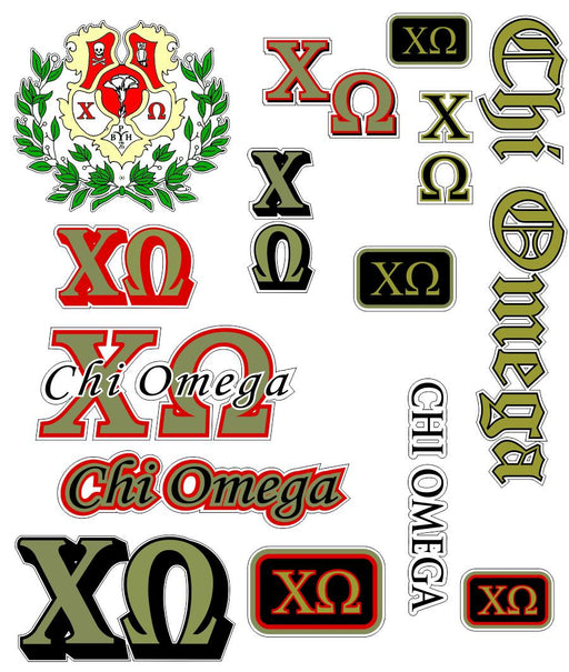 Chi Omega Multi Greek Decal Sticker Sheet