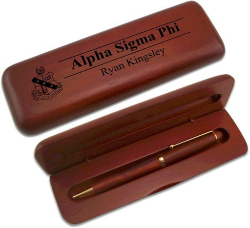 Alpha Sigma Phi Wooden Pen Case & Pen