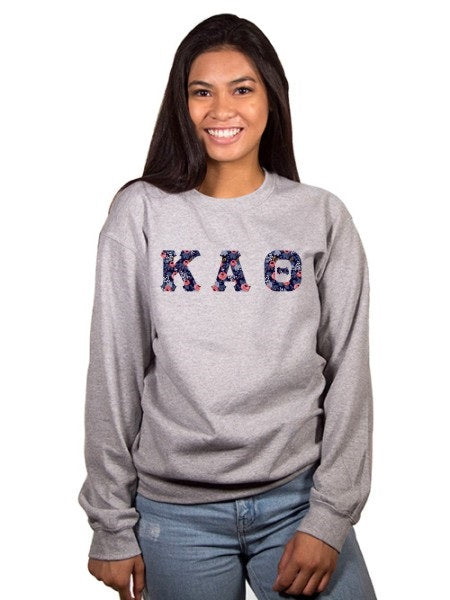 Kappa Alpha Theta Crewneck Sweatshirt with Sewn-On Letters