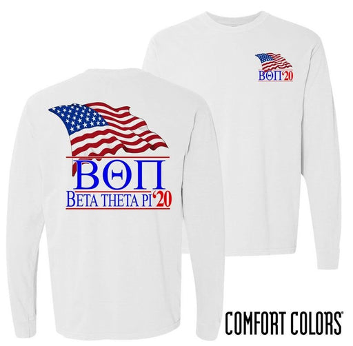 Zeta Beta Tau Patriot Flag Comfort Colors Long Tee