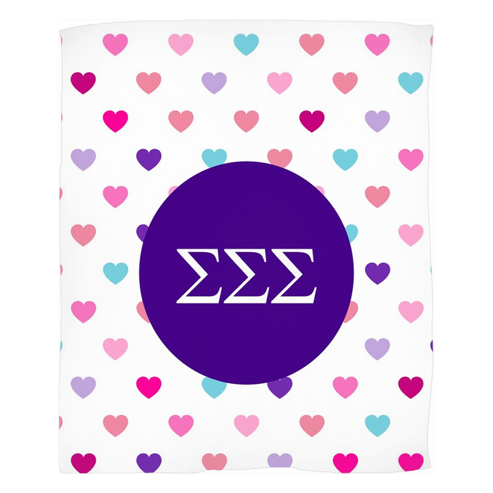 Sigma Sigma Sigma Hearts Fleece Blankets Sigma Sigma Sigma Hearts Fleece Blankets