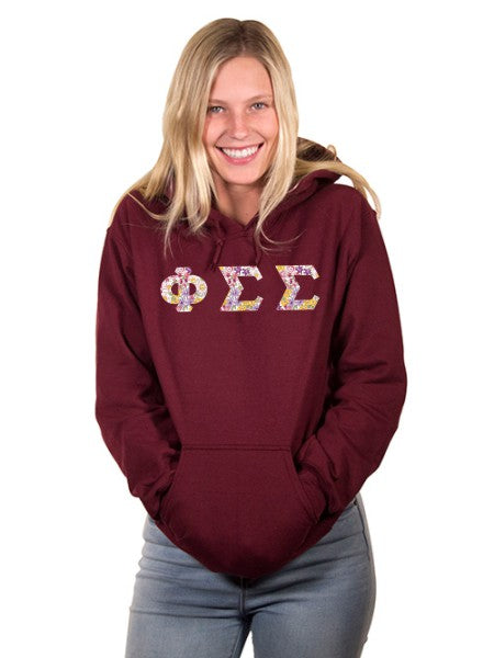 Phi Sigma Sigma Unisex Hooded Sweatshirt with Sewn-On Letters