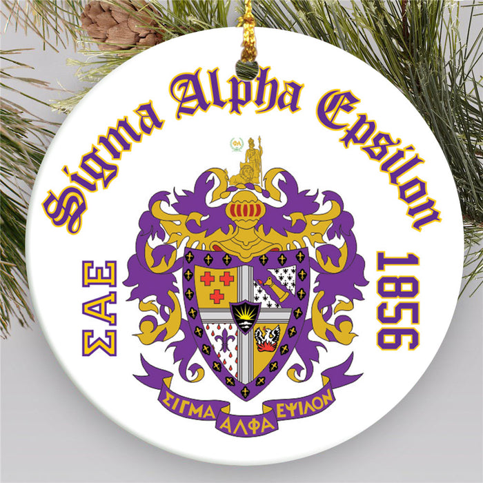 Sigma Alpha Epsilon.jpg Round Crest Ornament