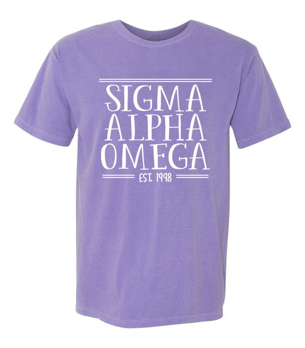 Sigma Alpha Omega Custom Comfort Colors Crewneck T-Shirt