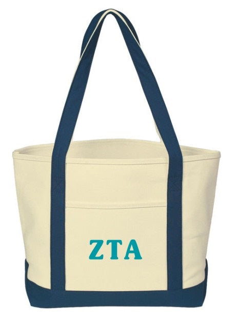 Zeta Tau Alpha Cooper Letters Boat Tote