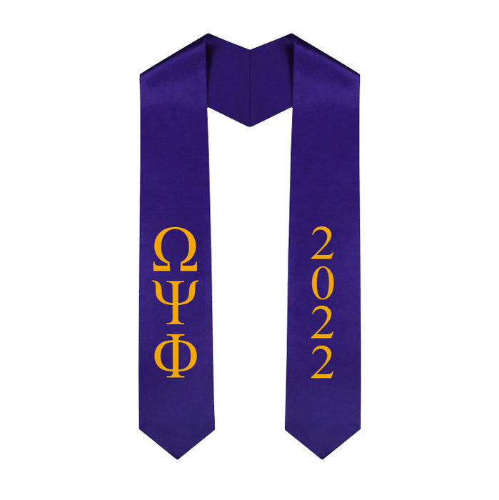 Omega Psi Phi Vertical Grad Stole with Letters & Year