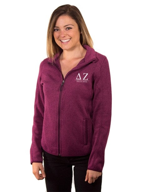 Delta Zeta Embroidered Ladies Sweater Fleece Jacket